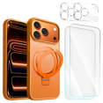 thumbnail image 1 of Entronix Bundle Compatible with iPhone 17 Pro Max — Magnetic Dual-Layer Phone Case & 2 Clear Screen Protector & 2 Camera Lens Protector, Anti-Drop 9H Easy Install, Orange, 1 of 8