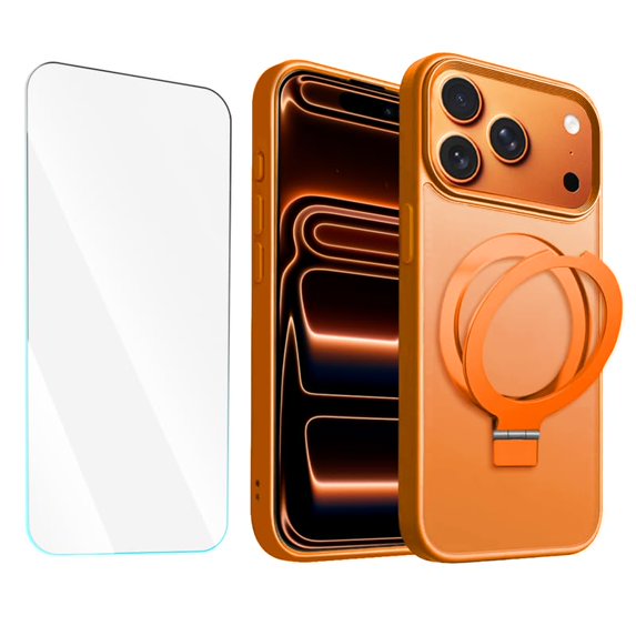 Entronix 2-in-1 Magnetic Matte Case Compatible with iPhone 17 Pro and iPhone 18 Pro with Screen Protector, Orange