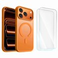 thumbnail image 1 of Entronix Bundle Compatible with iPhone 17 Pro Max — Magnetic Dual-Layer Phone Case & 2 Clear Screen Protector, Anti-Drop 9H Easy Install, Orange, 1 of 8