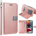 thumbnail image 1 of Entronix Wallet Case Compatible with iPhone Air, Foldable Book Style with Lanyard, Rose Pink, 1 of 7