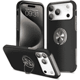 thumbnail image 1 of Entronix Protective Case Compatible with iPhone 17 Pro, Ring Holder Slim Cover, Black, 1 of 6