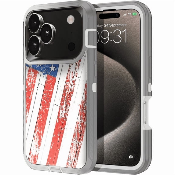 Entronix Heavy Duty Case Compatible with iPhone 17 Pro Max / iPhone 18 Pro Max, Shockproof Hard Cover, USA Flag Design