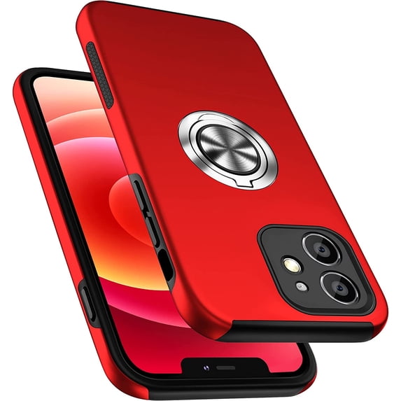 Entronix Protective Case Compatible with iPhone 11, Ring Holder Cover, Red