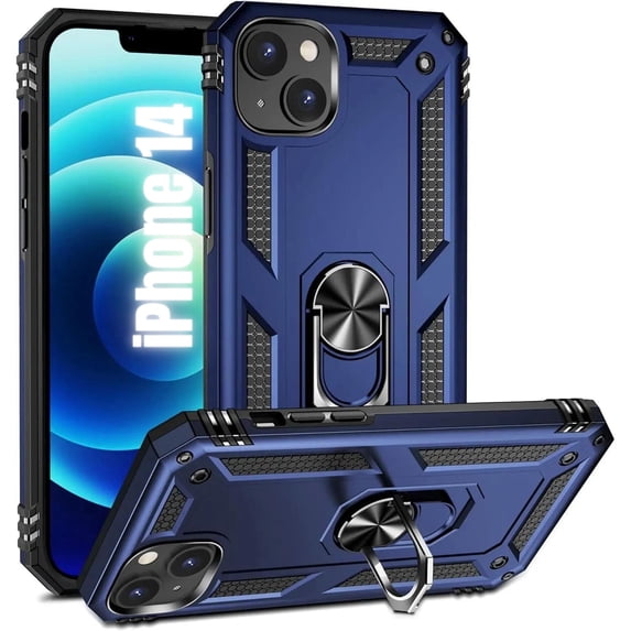 Entronix Protective Case for iPhone 14, Kickstand Ring Holder Armor Style Cover, Navy