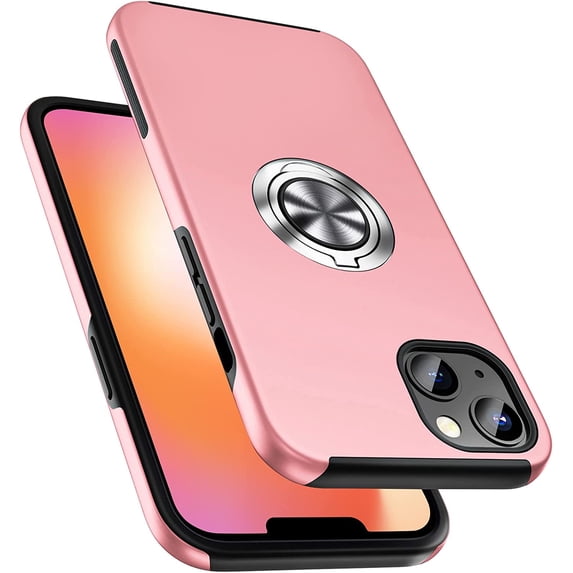 Entronix Protective Case Compatible with iPhone 14 Plus, Ring Holder Cover, Pink