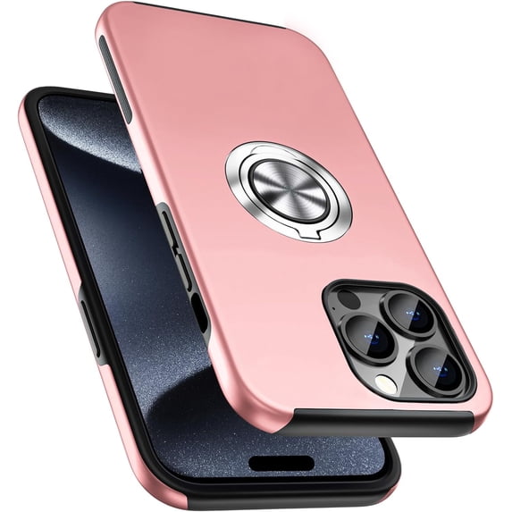 Entronix Protective Case Compatible with iPhone 14 Pro, Ring Holder Slim Cover, Pink