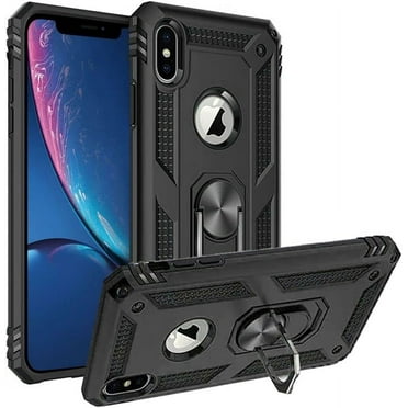 Entronix Case Designed for Apple iPhone X Heavy Duty Case with Built-in Kickstand, Dual Layer Protection with Rotating Holder Ring, Sturdy Case for Apple iPhone X, Black