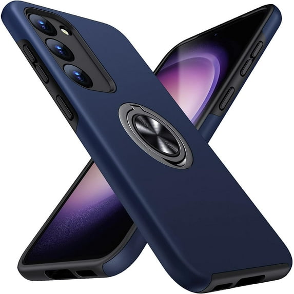 Entronix Case Designed for Samsung Galaxy A14 Heavy Duty Case with Built-in Kickstand, Dual Layer Protection with Rotating Holder Ring, Sturdy Case for Samsung Galaxy A14, Navy