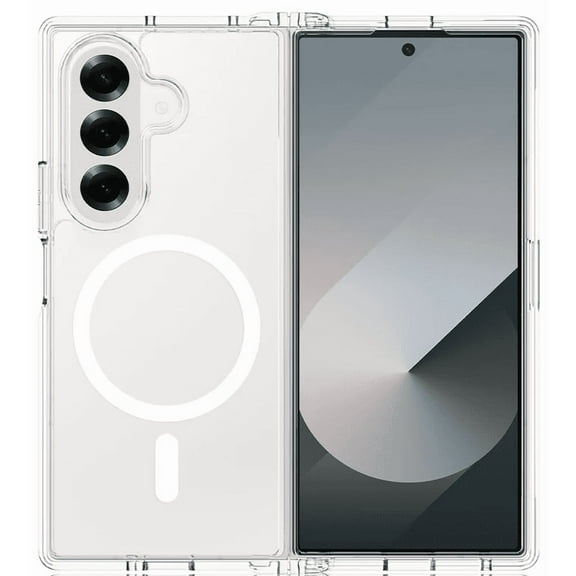 Entronix Magnetic Clear for Galaxy Z Fold 7, Hard Back Front Open TPU Edges Slim Cover