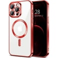 thumbnail image 1 of Entronix Clear Phone Case for iPhone 12 Pro Max Magnetic Case Full Body Shockproof Dual Layer High Impact Protective Anti-Scratch Soft TPU Cover Cases for iPhone 12 Pro Max, Red, 1 of 5
