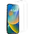 thumbnail image 1 of Entronix Clear Tempered Glass Screen Protector for Apple iPhone 14 Pro, Anti-Scratch, Anti-Fingerprint, Bubble Free Tempered Glass Film, 2-Pack, 1 of 7