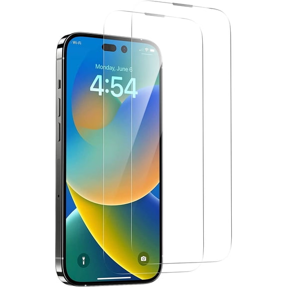 Entronix Clear Tempered Glass Screen Protector for Apple iPhone 14 Pro, Anti-Scratch, Anti-Fingerprint, Bubble Free Tempered Glass Film, 2-Pack
