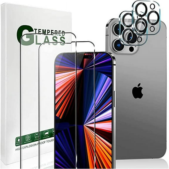 Entronix Clear Tempered Glass Screen Protector for Apple iPhone 14 Pro, Camera Lens Protector with Shatter Resistant Tempered Glass, 2-Pack