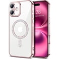 thumbnail image 1 of Entronix Magnetic Clear Case Compatible with iPhone 16, Sparkly Crystal Cover, Rose, 1 of 9