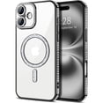 thumbnail image 1 of Entronix Magnetic Clear Case Compatible with iPhone 16, Sparkly Crystal Cover, Black, 1 of 9