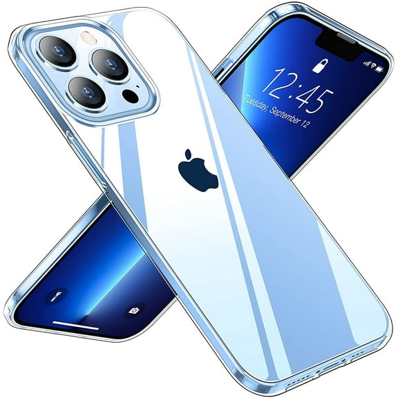 Entronix Crystal Clear Case Designed for iPhone 13 Pro, [Yellow Resistant] Slim Fit Shockproof