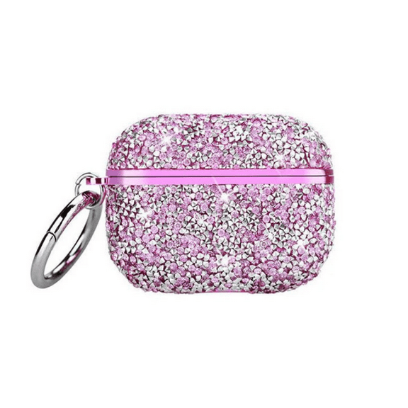 Entronix Diamond Case Skin for Airpods 4th Gen, Shockproof Bling Cover with Clip Hook, Purple