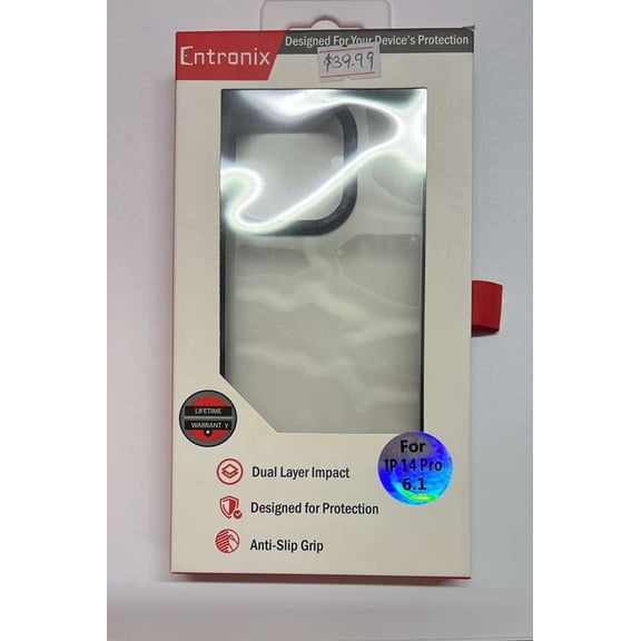 Entronix Dual Layer Phone Back Case for Apple iPhone 14 Pro Clear Black