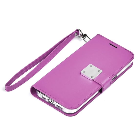 Entronix Foldable Case for Galaxy S26, Book Wallet Cover with Cash Card Holder & Lanyard, Purple