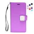 thumbnail image 1 of Entronix Foldable Case Compatible with iPhone 13, Book Wallet Cover with Cash Card Holder & Lanyard, Purple, 1 of 6