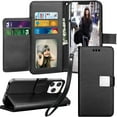 thumbnail image 1 of Entronix Folio Wallet Case for iPhone 14, PU Leather [6 Card Slots] Lanyard, Black, 1 of 3