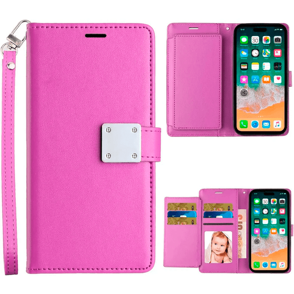 Entronix Wallet Case Compatible with iPhone 16 Pro Max, Book Style with Lanyard, Purple