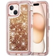 thumbnail image 1 of Entronix Heavy Duty Case Compatible with iPhone 15 Plus, Liquid Glitter Back Cover, Rose, 1 of 8