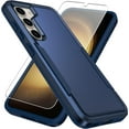 thumbnail image 1 of Entronix Heavy Duty Back Cover Case with Tempered Glass Protector for Samsung Galaxy S24, Blue, 1 of 6