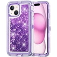 thumbnail image 1 of Entronix Heavy Duty Case Compatible with iPhone 15 Plus, Liquid Glitter Back Cover, Purple, 1 of 8
