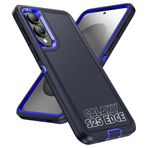 Entronix Heavy Duty Case Compatible with Galaxy S25 Edge, Shockproof Dustproof Triple Layer Protective Cover, Blue