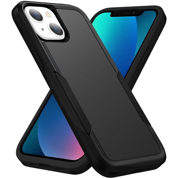 Entronix Heavy Duty Case Compatible with iPhone 14 Plus, Hybrid Hard Cover, Black