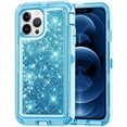 thumbnail image 1 of Entronix Heavy Duty Case Compatible with iPhone 14 Pro Max, Liquid Glitter Back Cover, Blue, 1 of 9