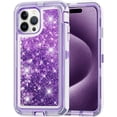 thumbnail image 1 of Entronix Heavy Duty Case Compatible with iPhone 15 Pro Max, Liquid Glitter Back Cover, Purple, 1 of 8