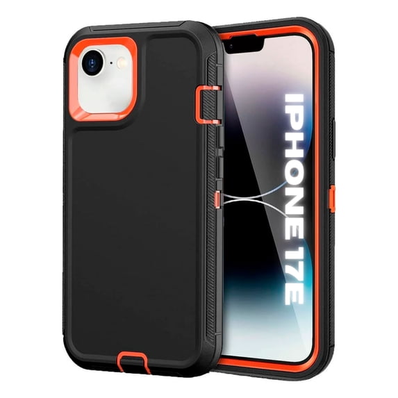 Entronix Heavy Duty Case Compatible with iPhone 17e, Shockproof Dustproof Hard Cover, Orange