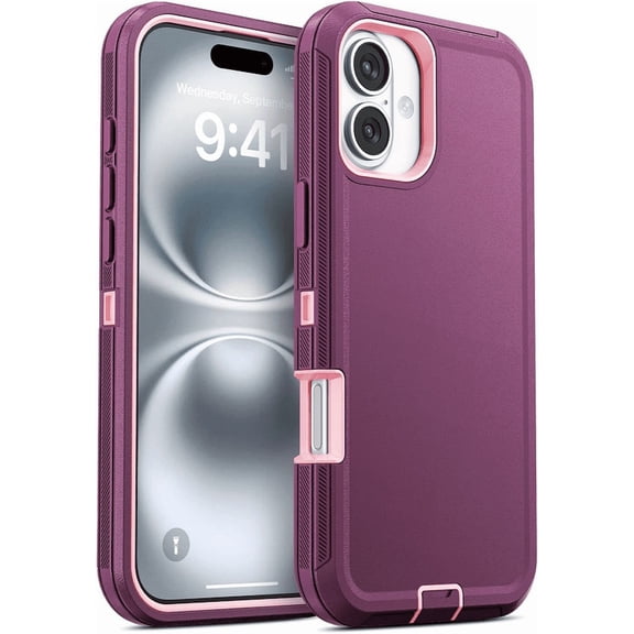 Entronix Heavy Duty Case Compatible with iPhone 16 Plus, Triple Layer Protection Shockproof Dropproof Dustproof Anti-Scratch Phone Cover, Purple