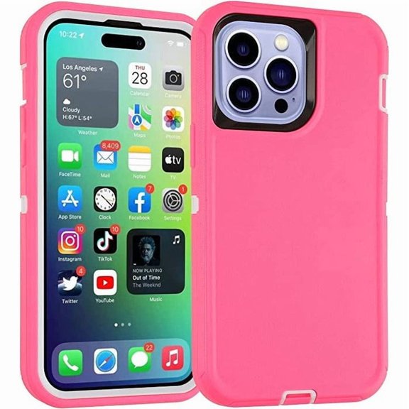 Entronix Heavy Duty Case Designed for Apple iPhone 16 Pro, Triple Layer Protection Shockproof Dropproof Dustproof Anti-Scratch Phone Case Cover for Apple iPhone 16 Pro, Hot Pink