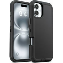 Entronix Heavy Duty Case designed for iPhone 16 - Triple Layer Bumper Cover, Protective Smartphone Accessories, Black