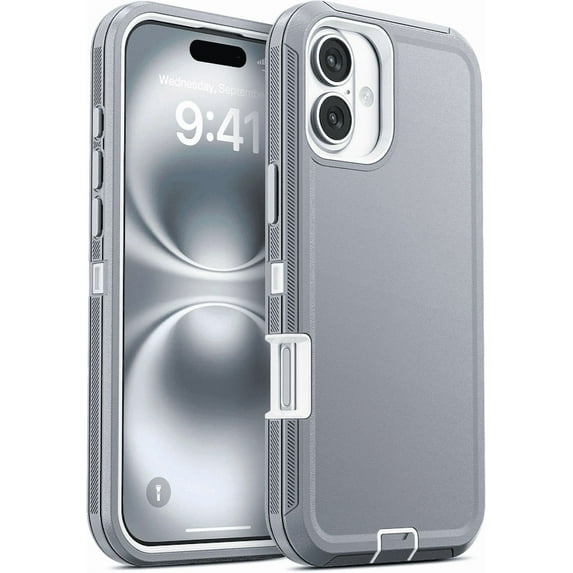 Entronix Heavy Duty Case designed for iPhone 16 - Triple Layer Bumper Cover, Protective Smartphone Accessories, Gray
