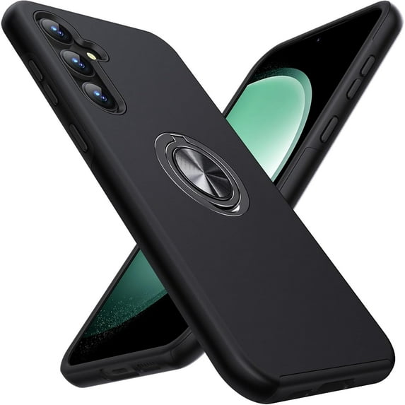 Entronix Heavy Duty Case Designed for Galaxy A16, Dual Layer Protection with Rotating Ring, Black