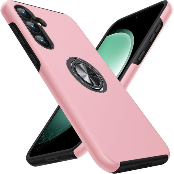 Entronix Heavy Duty Case Designed for Galaxy A16, Dual Layer Protection with Rotating Ring, Pink