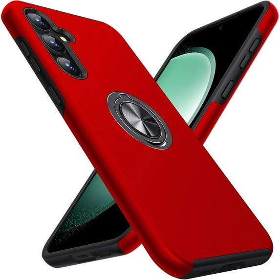 Entronix Heavy Duty Case Designed for Galaxy A16, Dual Layer Protection with Rotating Ring, Red