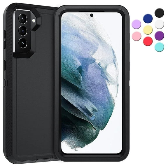 Entronix Heavy Duty Case Designed for Galaxy S22, Shockproof Triple Layer Rugged Case, Black