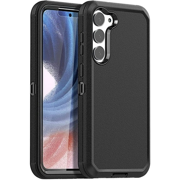 Entronix Heavy Duty Case Designed for Galaxy S23 Shockproof Triple Layer Rugged Case, Black