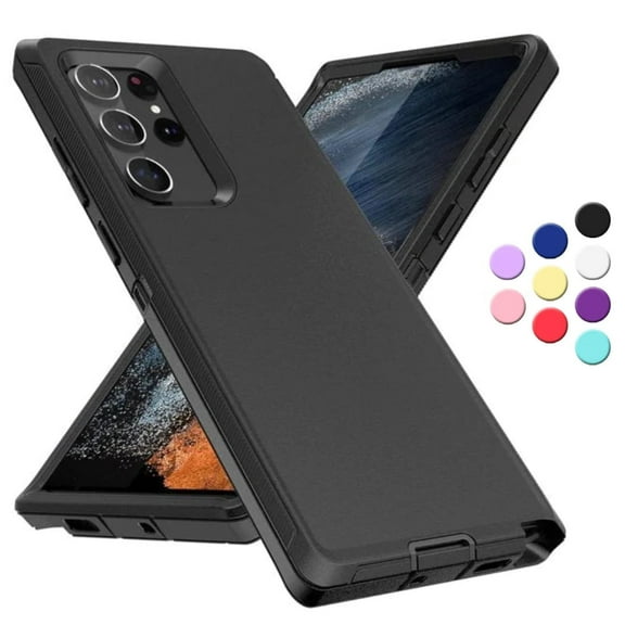 Entronix Heavy Duty Case Designed for Samsung Galaxy S21 Ultra Shockproof Triple Layer Rugged Case (Black)