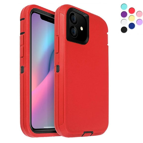 iPhone 11 Heavy Duty Case {Shock Proof Case with 3 Layer Rubber, Shatter Resistant, [Tough Armour] Rugged Case Compatible for iPhone 11} Red