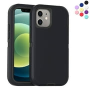 Entronix Rugged Case for iPhone 12 Mini, Shockproof Triple Layer Design, Black