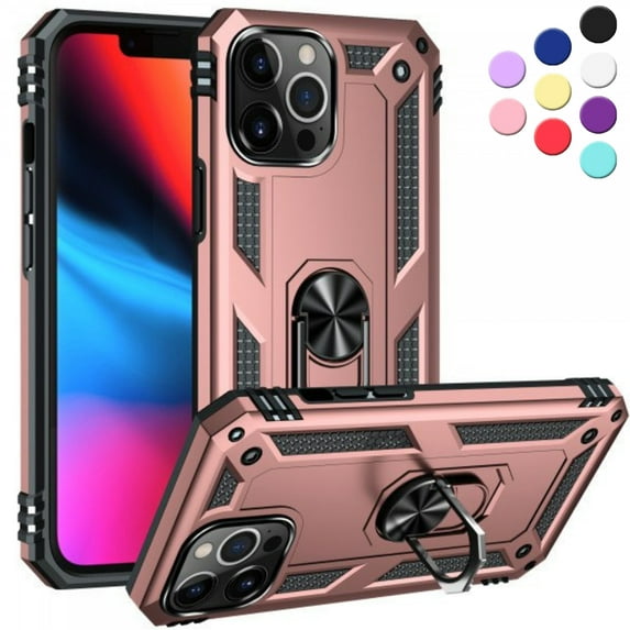 Entronix Heavy Duty Case Designed for iPhone 12 Pro Max, Rotating Ring Protective Cover, Pink