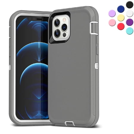 Entronix Heavy Duty Case Designed for iPhone 12 Pro Max, Shockproof Triple Layer Rugged Case (Grey)