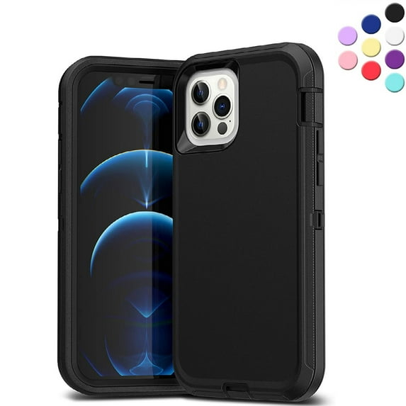 Entronix Heavy Duty Case Designed for iPhone 12 Shockproof Triple Layer Rugged Case, Black