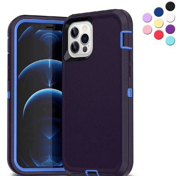 Entronix Heavy Duty Case Designed for iPhone 12 Shockproof Triple Layer Rugged Case (Blue)